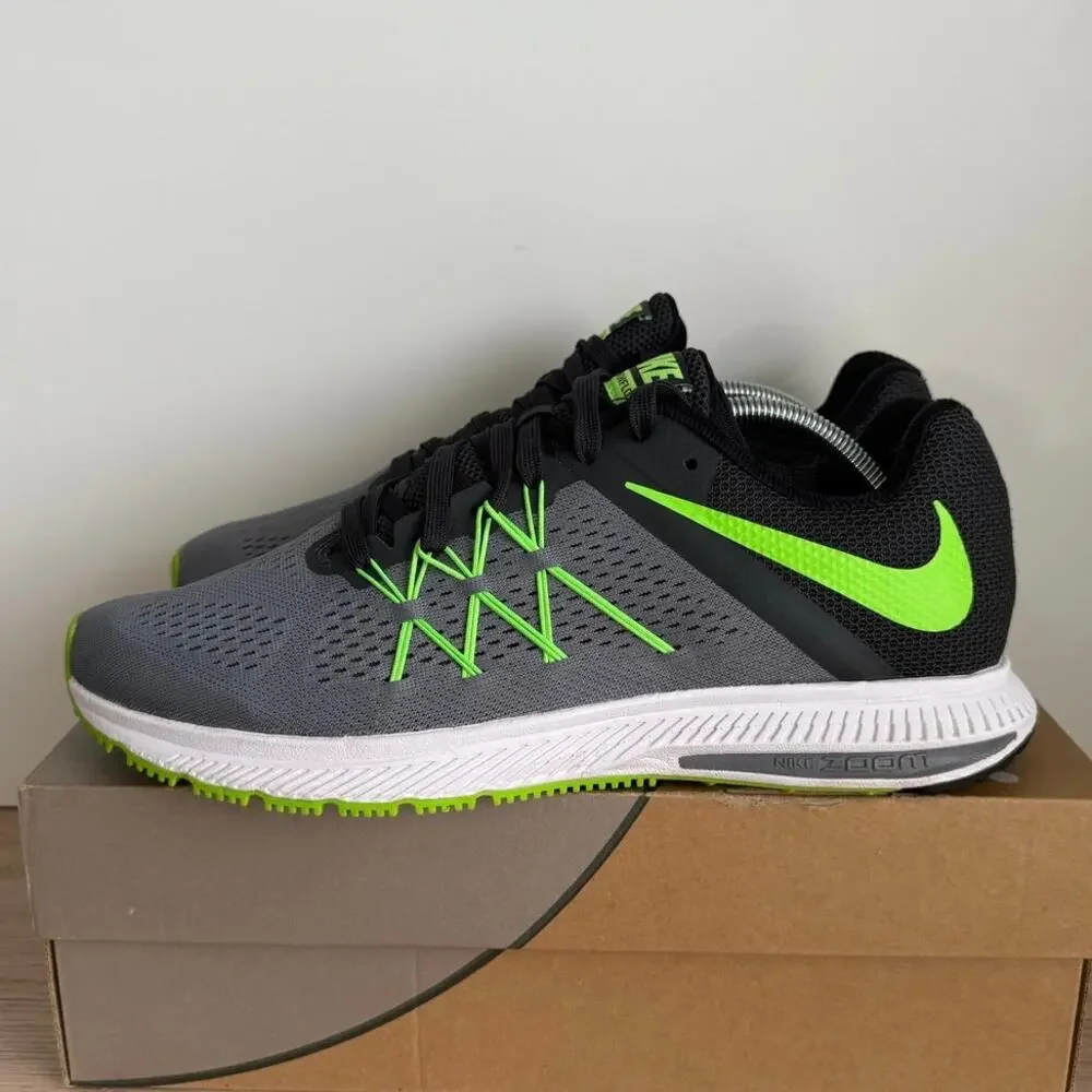 Nike Zoom Winflo 3 Sneaker Grey/Green Men Running Sneakers - SZ 11.5 - Picture 4 of 11